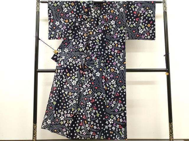 平和屋着物∴夏物 浴衣 有松鳴海絞り 小花文 綿 逸品 未使用 DABI8962cd