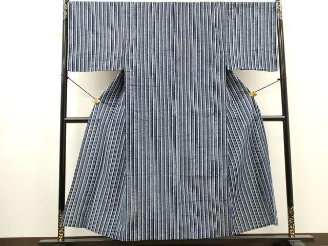 平和屋着物∴夏物 男性 浴衣 注染 手縫い 変わり間道 綿 逸品 DABI8982cd