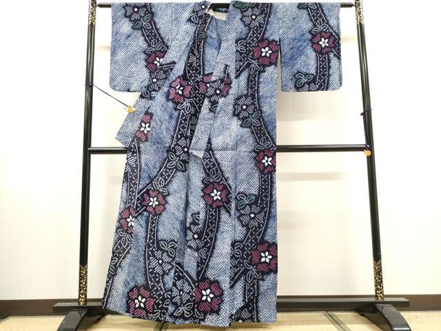 平和屋着物∴夏物 浴衣 有松鳴海絞り 草花文 綿 逸品 DABI8991cd