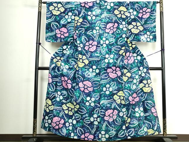 平和屋着物∴夏物 浴衣 有松鳴海絞り 草花文 綿 逸品 DABI8995cd