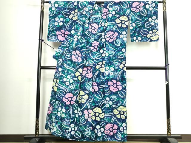 平和屋着物∴夏物 浴衣 有松鳴海絞り 草花文 綿 逸品 DABI8995cd