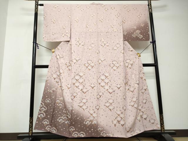 平和屋着物●訪問着 舞桜青海波文 暈し染め 金彩 正絹 逸品 DABI9001ud