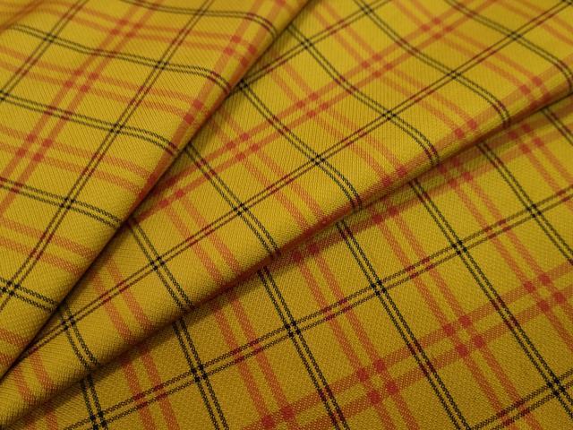 平和屋着物●黄八丈 紬 綾織 格子 正絹 逸品 DABI9008ud