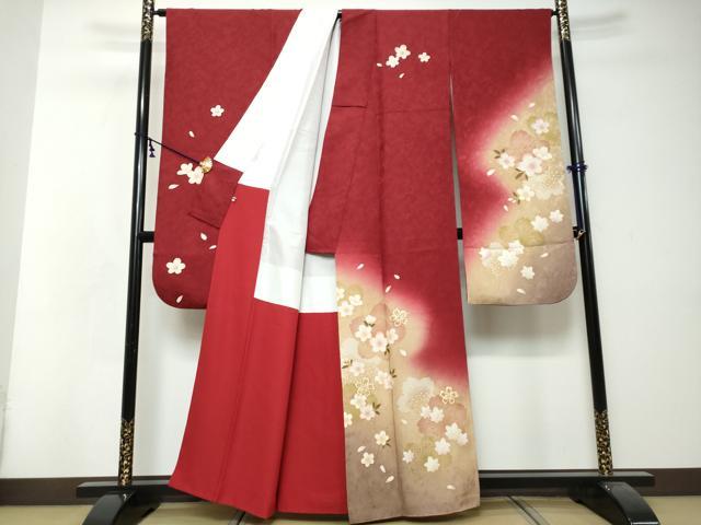 平和屋着物●豪華振袖 駒刺繍 舞桜文 暈し染め 金彩 正絹 逸品 DABI9009ud