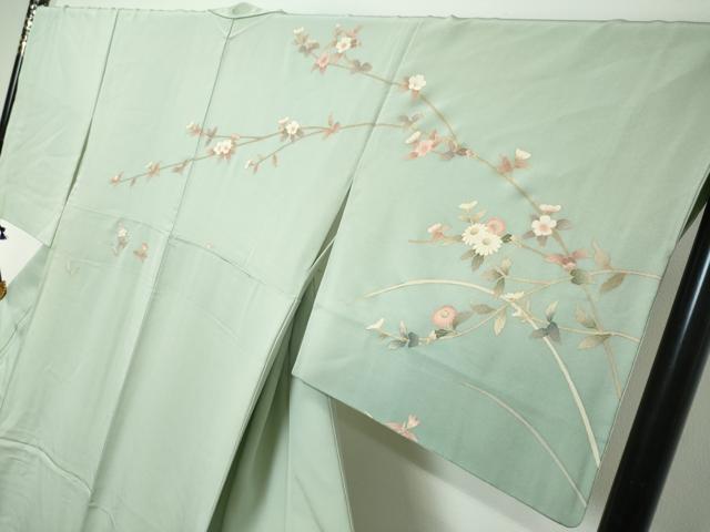 平和屋着物●訪問着 螺鈿 女人草花文 暈し染め 金彩 正絹 逸品 DABI9012ud