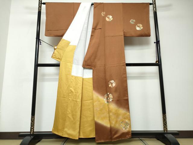 平和屋着物●訪問着 草花丸文 暈し染め 金彩 正絹 逸品 DABI9014ud