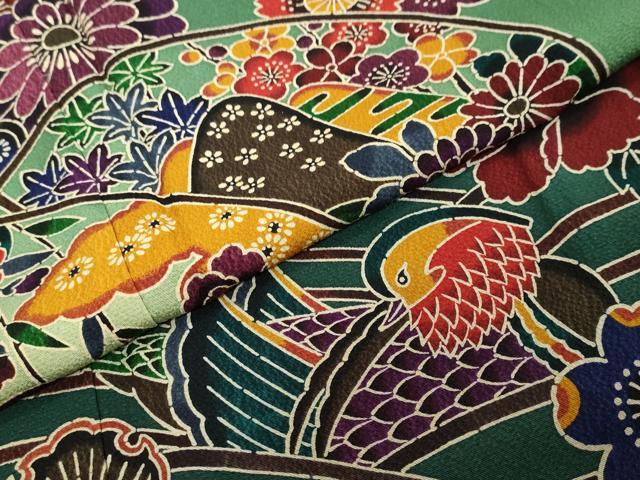 平和屋着物●豪華振袖 流水地紙花鳥文 暈し染め さが美扱い 正絹 逸品 DABI9018ud