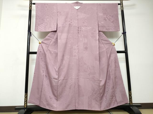平和屋着物●上質な色無地 吉祥草花地紋 半色 正絹 逸品 未使用 DABI9020ud