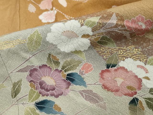 平和屋着物●訪問着 道長草花文 暈し染め 金彩 正絹 逸品 DABI9027ud