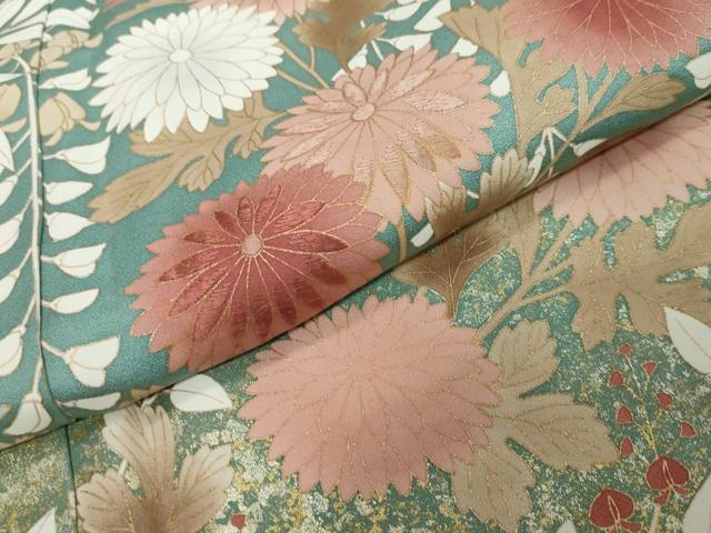 平和屋着物●訪問着 刺繍 草花文 金彩 正絹 逸品 DABI9049ud
