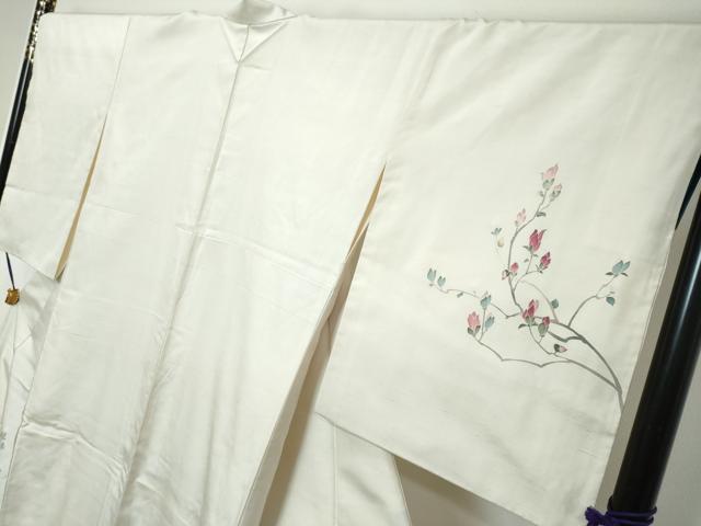 平和屋着物●訪問着 白山紬 友禅 作家物 枝花文 正絹 逸品 DABI9055ud