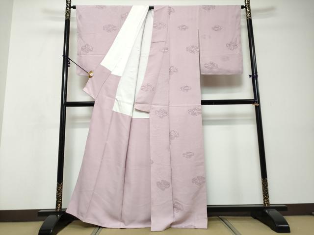 平和屋着物●上質な小紋 吉祥地紋 淡紅藤色 正絹 逸品 DABI9067ud