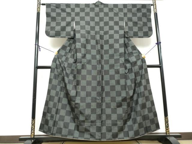 平和屋着物●本場大島紬 7マルキ 市松文様 正絹 逸品 DABI9090ud