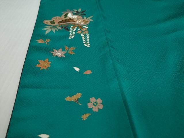 平和屋着物●訪問着 駒刺繍 扇面花蝶文 金彩 正絹 逸品 DABI9092ud