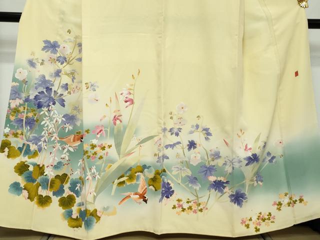 平和屋着物●本加賀友禅作家 浅野冨治男 色留袖 雀 草花文 暈し染め 正絹 逸品 DABI9095ud