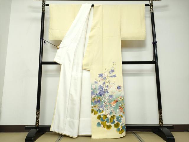 平和屋着物●本加賀友禅作家 浅野冨治男 色留袖 雀 草花文 暈し染め 正絹 逸品 DABI9095ud