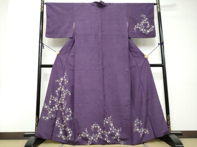 平和屋着物●訪問着 紬地 更紗花文 正絹 逸品 DABI9102ud