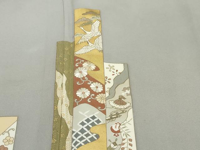 平和屋着物●訪問着 刺繍 短冊飛鶴花文 金彩 正絹 逸品 DABI9103ud