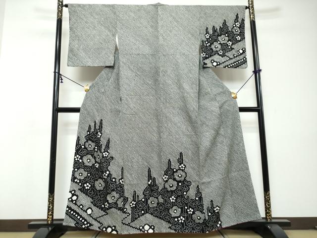 平和屋着物●訪問着 総絞り 草花文 黒地 正絹 逸品 DABI9110ud