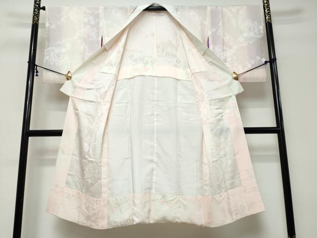 平和屋着物●長襦袢 無双仕立て 雪輪花蝶文 暈し染め 正絹 逸品 DABI9124ud