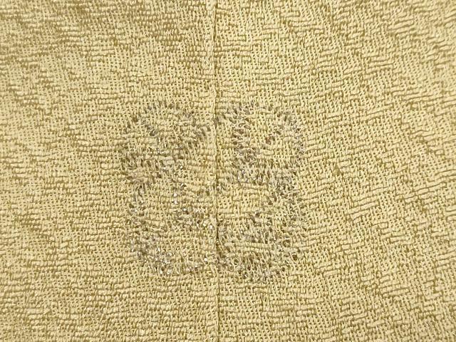 平和屋着物●上質な色無地 草花丸地紋 抹茶色 正絹 逸品 DABI9130ud