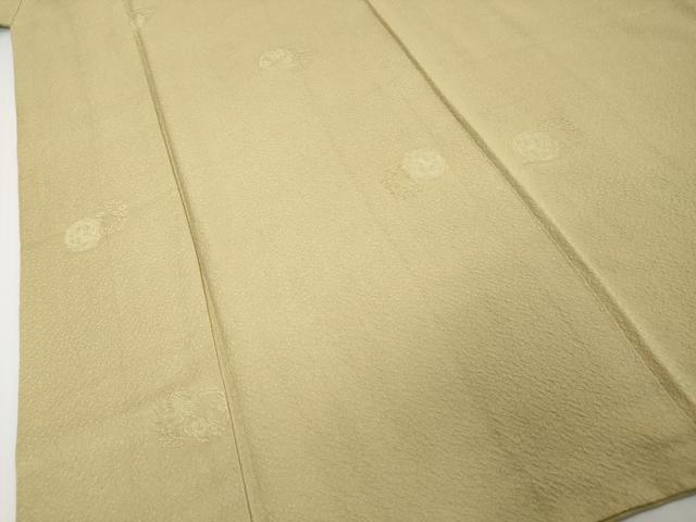 平和屋着物●上質な色無地 草花丸地紋 抹茶色 正絹 逸品 DABI9130ud