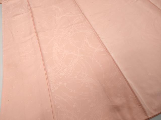 平和屋着物●上質な色無地 舞花地紋 珊瑚色 正絹 逸品 DABI9131ud