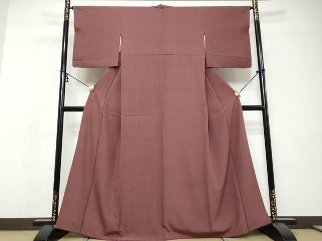 平和屋着物●上質な色無地 小豆色 正絹 逸品 DABI9134ud