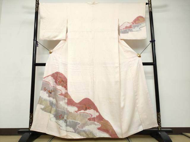 平和屋着物●訪問着 絞り 刺繍 草花籬文 金彩 正絹 逸品 DABI9137ud