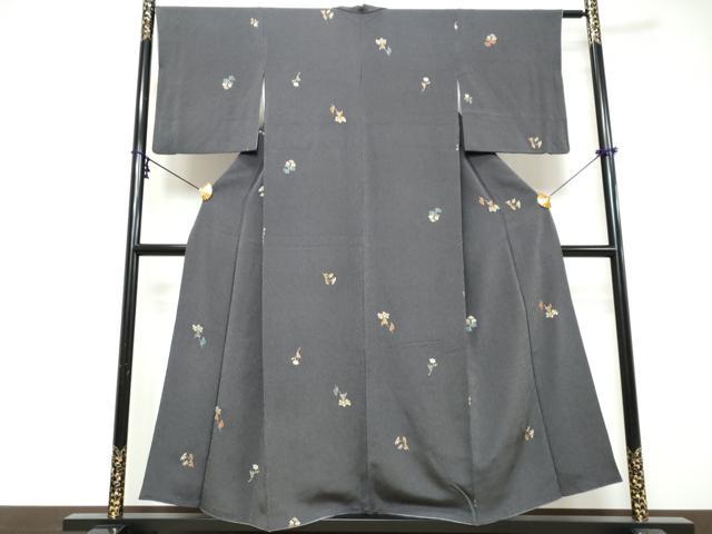 平和屋着物●上質な小紋 草花文 金彩 正絹 逸品 DABI9139ud