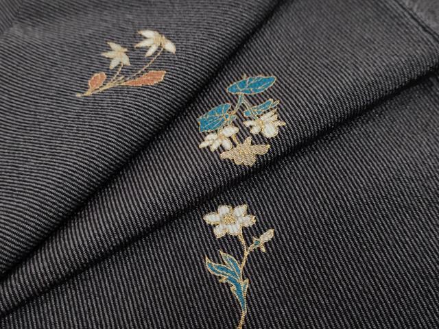 平和屋着物●上質な小紋 草花文 金彩 正絹 逸品 DABI9139ud