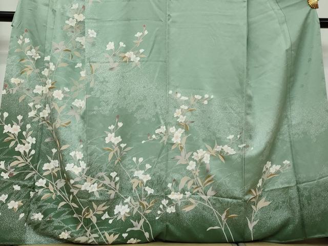 平和屋着物●訪問着 枝花文 暈し染め 金銀彩 正絹 逸品 未使用 DABI9147ud