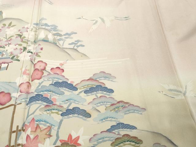 平和屋着物●豪華振袖 作家物 飛鶴風景草花文 暈し染め 正絹 逸品 DABI9153ud
