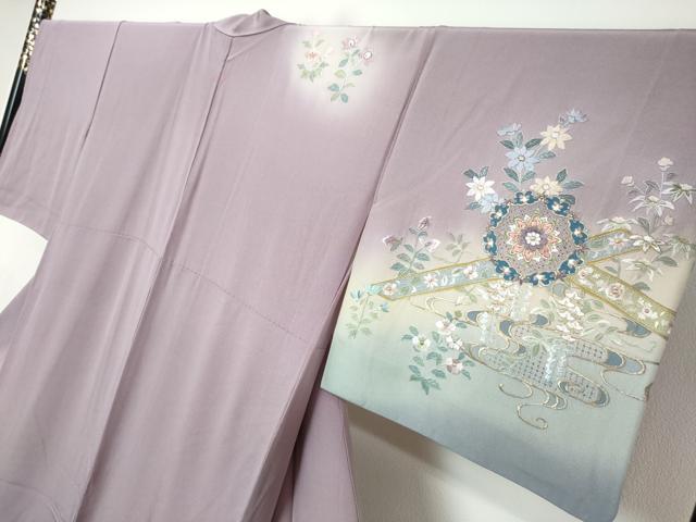 平和屋着物●中国三大刺繍 スワトウ刺繍 泰斗刺繍 総刺繍 訪問着 正倉院花文 暈し染め 正絹 逸品 DABI9161ud