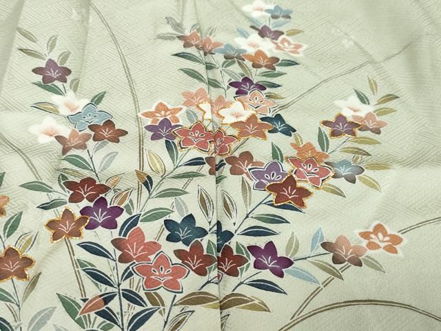 平和屋着物●訪問着 駒刺繍 草花文 金彩 上代45万 仮絵羽 正絹 逸品 未使用 DABI9162ud