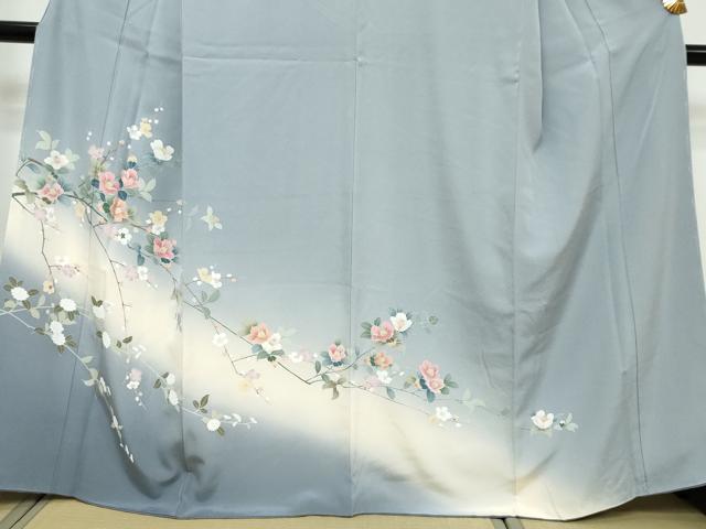 平和屋着物●訪問着 友禅 枝花文 暈し染め 正絹 逸品 DABI9165ud