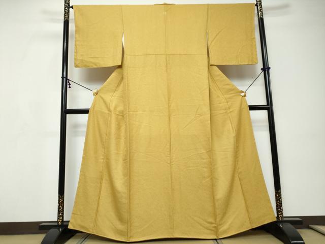 平和屋着物●上質な色無地 草花地紋 芥子色 正絹 逸品 DABI9178ud