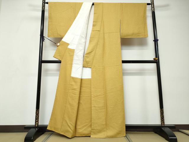 平和屋着物●上質な色無地 草花地紋 芥子色 正絹 逸品 DABI9178ud