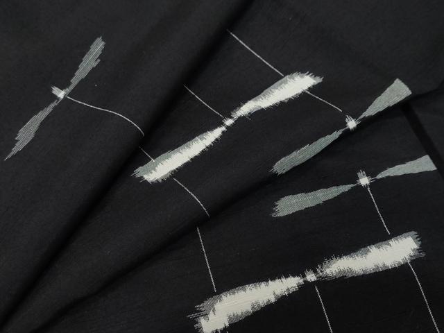 平和屋着物●上質な紬 竹とんぼ 黒地 正絹 逸品 DABI9182ud