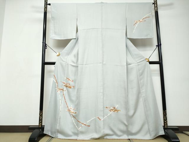 平和屋着物●訪問着 駒刺繍 熨斗扇面草花文 金彩 正絹 逸品 DABI9195ud