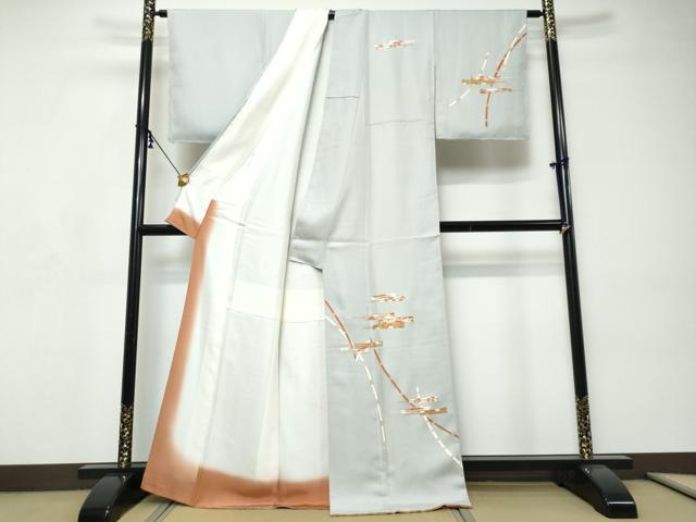 平和屋着物●訪問着 駒刺繍 熨斗扇面草花文 金彩 正絹 逸品 DABI9195ud