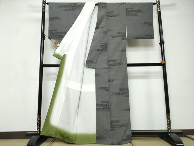 平和屋着物●本塩沢 110亀甲 エ霞草花文 正絹 逸品 DABI9196ud
