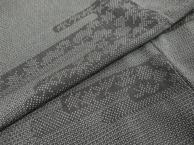 平和屋着物●本塩沢 110亀甲 エ霞草花文 正絹 逸品 DABI9196ud