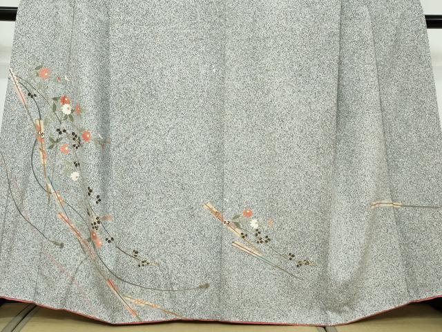 平和屋着物●訪問着 扇面草花文 たたき染め 金彩 正絹 逸品 DABI9198ud