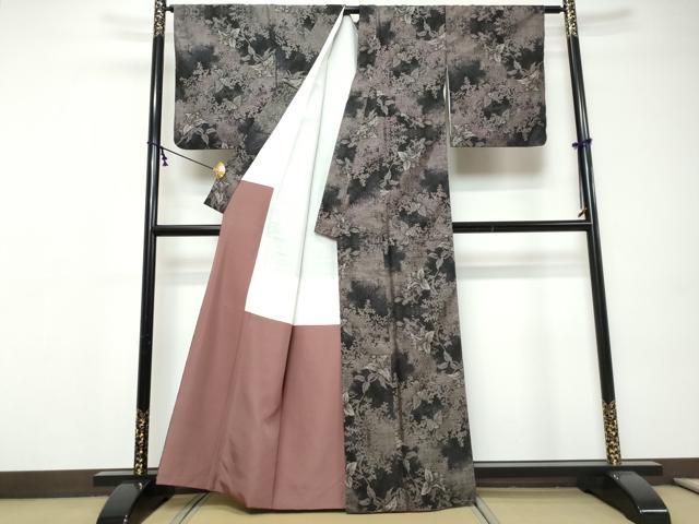 平和屋着物●本場大島紬 9マルキ 総絣 草花文 正絹 逸品 DABI9204ud