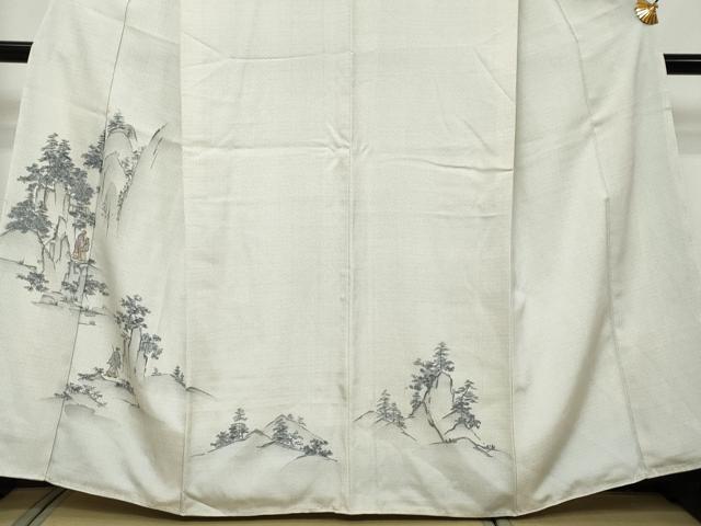 平和屋着物●訪問着 紬地 120亀甲 遠山人物風景文 正絹 逸品 DABI9210ud