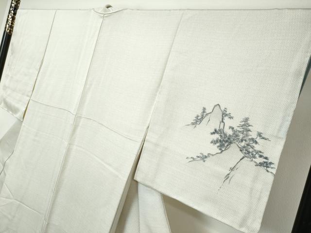 平和屋着物●訪問着 紬地 120亀甲 遠山人物風景文 正絹 逸品 DABI9210ud