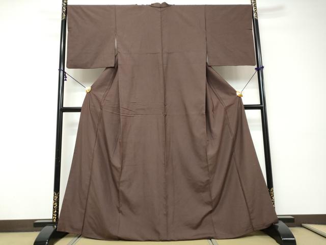 平和屋着物●結城紬 赤墨色 正絹 逸品 DABI9213ud