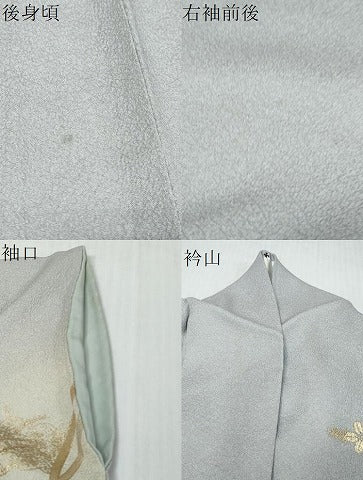 平和屋着物●訪問着 駒刺繍 飛鶴草花文 暈し染め 金彩 正絹 逸品 DABI9217ud