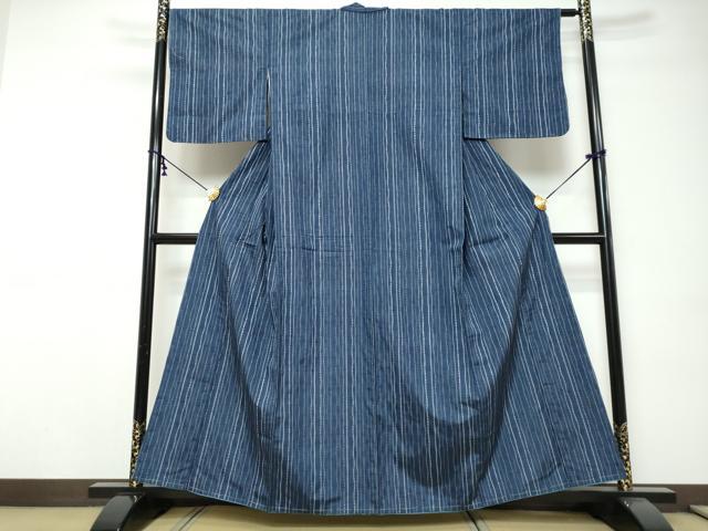 平和屋着物●上質な紬 変わり縞 正絹 逸品 DABI9218ud